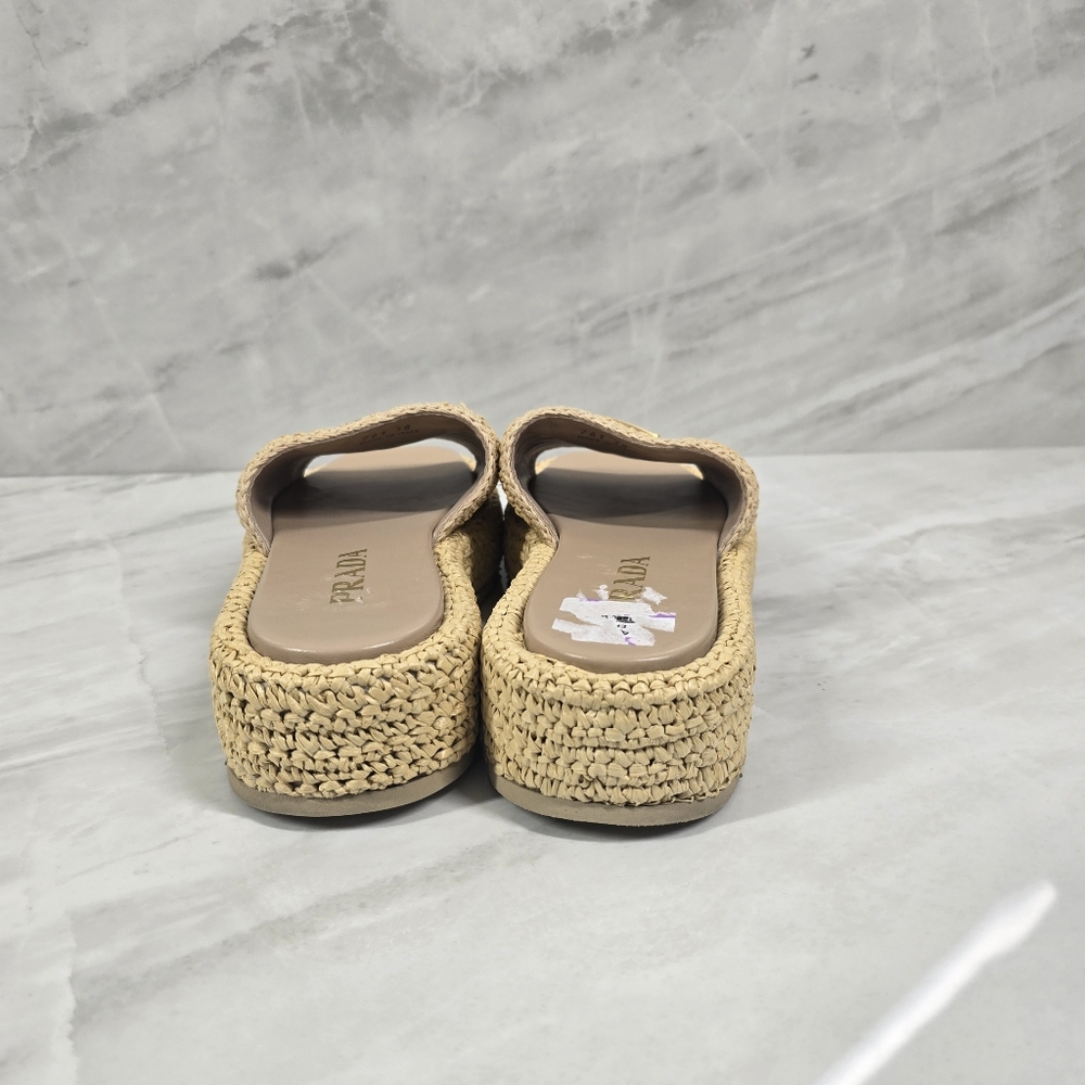 Prada Beige Woven Slide Sandals - Picture 5 of 9
